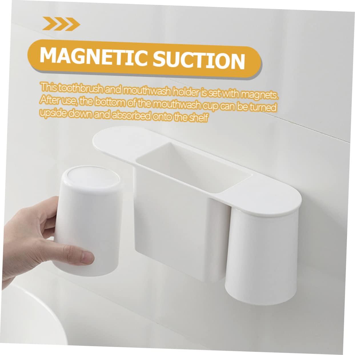 Portacepillos de Dientes Magnético de Pared Portacepillos de Baño para Baño Organizador de Tocador Portavasos para Pasta de Dientes