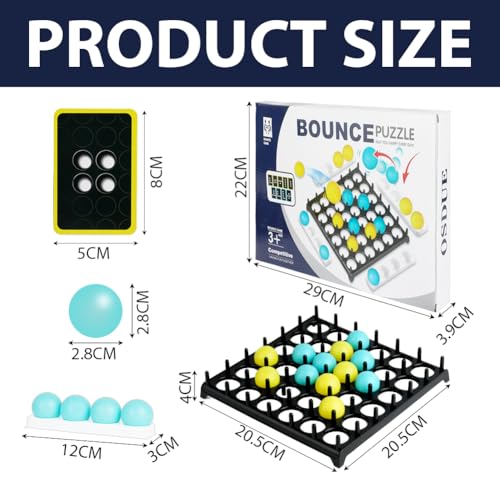 OSDUE Bounce Off Party Game, Bouncing Ball Tischspiel, Bounce Off Game Desktop, Hüpfbal Brettspiele mit 16 Bällen, 9 Herausforderungskarten, Desktop Bouncing Toy für Kinder, Familie und Party