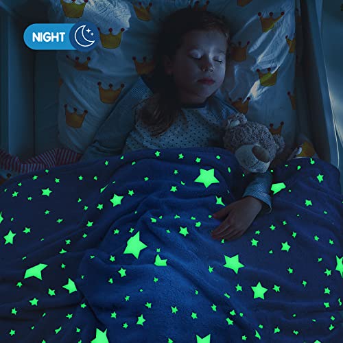 Ranedo Kuscheldecke Kinder 150×190 cm, Flanell-Fleece-Decke leuchtet im Dunkeln mit Sternen, Ganzjahresdecke als Geschenk für Kinder… – Ansicht 2
