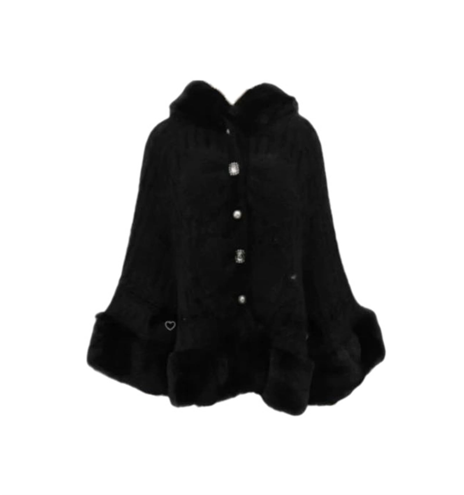 Lmtossey Cappotto da donna felpato lavorato a maglia con fiocco dolce principessa con cappuccio Kawaii Lolita cappotto autunno inverno caldo