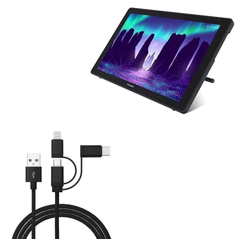 BoxWave 3ft USB-C To USB-C Cable For Huion Kamvas 22 Plus – 100W Braided PD Charge & Sync Cable