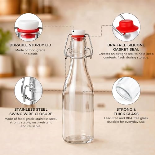 Image of Ruckae Swing Top Glass Bottles,Flip Top Glass Bottle with Lids Sealable Kombucha Bottle for Brew Beer Syrup Vanilla Extract Air Tight Bottles for Gift (12 oz 10 pack)