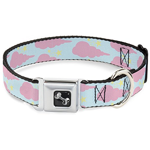 Collier de chien petite taille sangle nylon réglable ciel rose jaune aqua