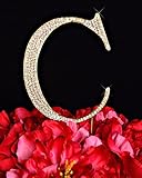 Unik Occasions Collection Crystal Rhinestone Letter-C Wedding Cake Topper, Small, Gold