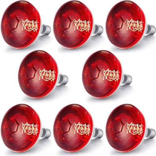 Image of 8 Pack Infrared Heat Lamp for Chickens 150 Watt 120v Thickened Red Heat Lamp Bulbs for Food Service, Reptile, Pet, Bathroom, Light Therapy Use E26 Base