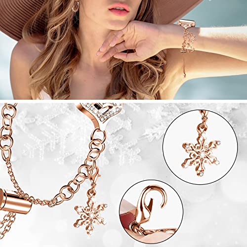 Bling Band Compatible with Apple Watch 40mm 41mm 38mm, Metal Jewelry Watch Strap for Series SE 9 8 7 6 5 4 3 2 1 Interchangeable Charms Dressy Bracelet for Women (Rose Gold)