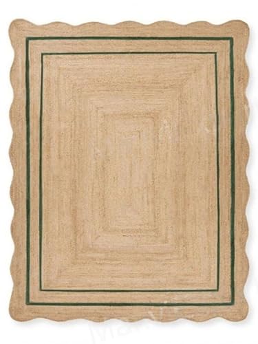 Sanwariya Rugs Export Natural Jute Scalloped Bohemian Decorative Handwoven Custom