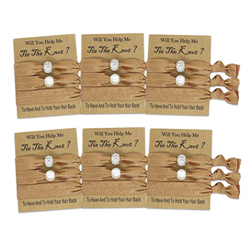 6 Packs Bridesmaid Proposal Gifts Hair Tie Favors For Bridesmaids, Bachelorette Party Favors Bridal Shower Favors Bridesmaid Gifts For Wedding (Gold) #TOP11