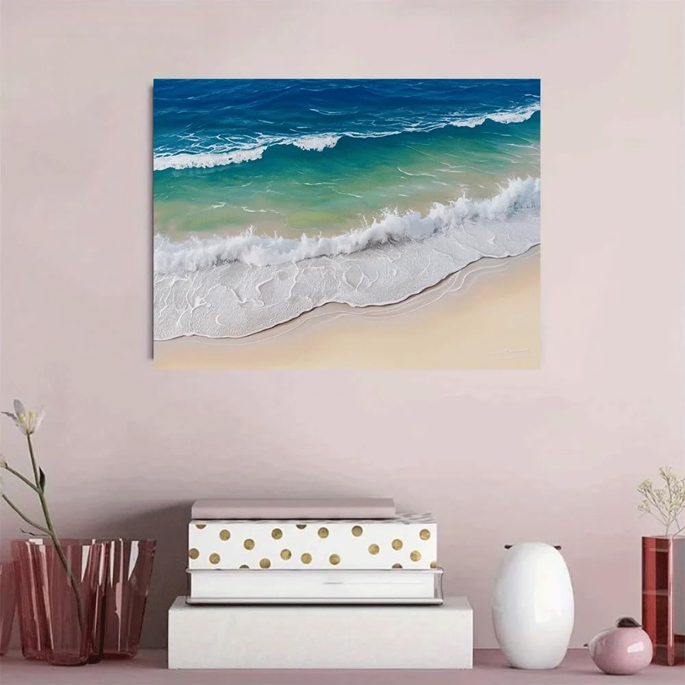 LTjiajuypd Canvas Prints Poster Ocean Waves Beach Scene Coastal Art Print Home Decor(70x100CM/Frameless)