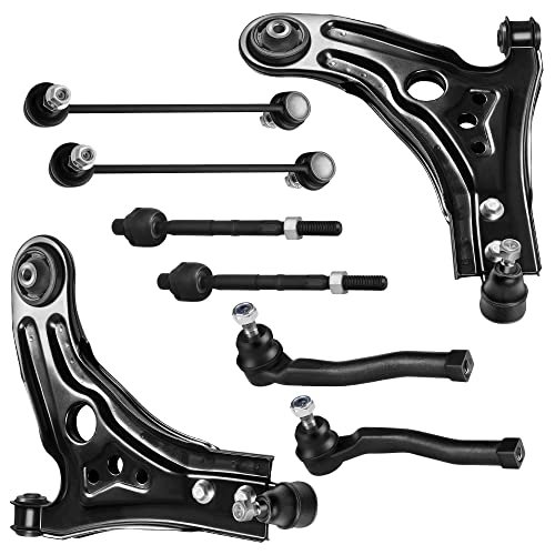 SOSOPART 8pc Set Front Suspension Kit Lower Control Arm w/Ball Joint Outer Inner Tie Rod End Sway Bar Link Replacement for 04-11 for Chevy Aveo 06-11 Aveo5,for Pontiac G3 Wave Wave5,for Suzuki Swift+
