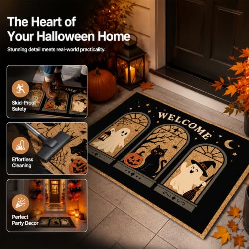 Halloween Doormat 3D Optical Illusion Rug, 15.7x23.6 Inch Crystal Velvet Non-Slip Floor Mat, Ghost Skeleton Skull Printed Welcome Mat for Entryway Bathroom Kitchen, Fall Halloween Decor(Ghost Welcome) - image 6
