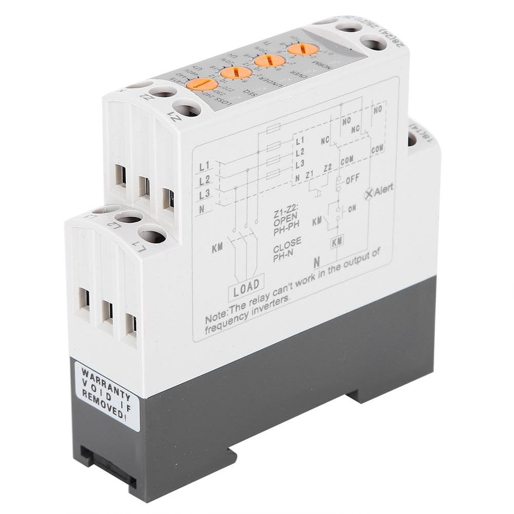 Jadeshay Protector de voltaje Relé de voltaje trifásico Protector de monitoreo de sobretensión y subtensión multifunción Entrada de voltaje de 176V-552V