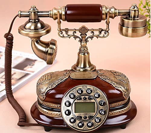 Image of Dratal Imitation Copper Vintage Style Rotary Retro Old Fashioned Rotary Dial Home and Office Telephone Functional Antique Style Telephone-Bronze (DR-03)