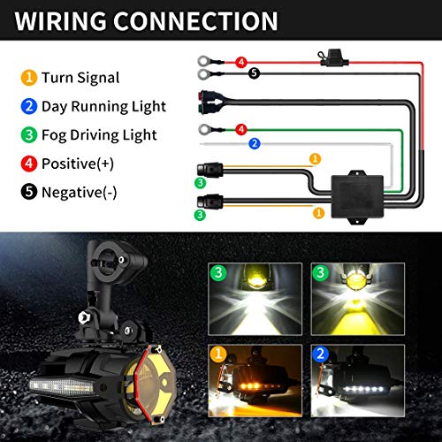 image for SUPAREE Motorcycle LED Auxiliary Lights Spot Driving Fog Light Turn Si