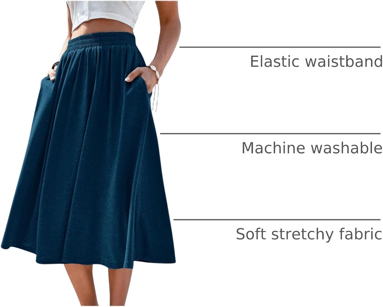 Amazon.com: Verdusa Women's Elastic Waist Pocket Side A Line Amazon.com: Verdusa Women's Elastic Waist Pocket Side A Line