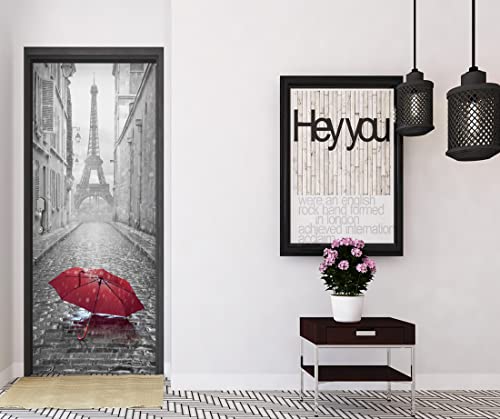 Vancytop 30.3X78.7" 1Pcs/Set Fashion Home Decoration Paris Eiffel Iron Removable Door Mural Decals Easy To Apply #TOP2