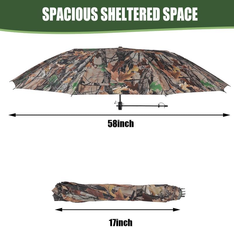 Kalkal Tree Stand Umbrella, 58" Wide Camo Hunting Umbrella for Tree Stand, Weather-Resistant Treestand Roof Quick Set, Portable Hunting Accessories - Image 3