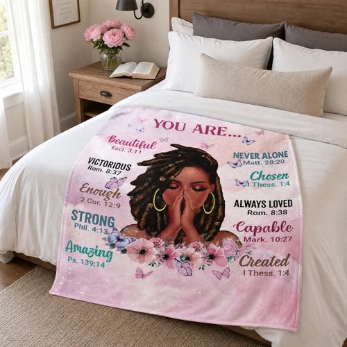 Manta de Tirar, Manta Suave de Forro Polar con Pensamientos Positivos Inspiradores y Citas para Dormitorio, Ideal como Regalo para Niñas y Mujeres 50x60 Pulgadas miniatura 3