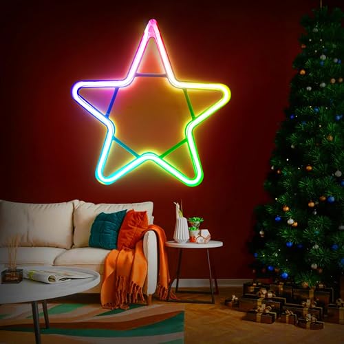 Gesto Star Neon Sign - LED Neon Strip Rope Lights for Home Decor ...