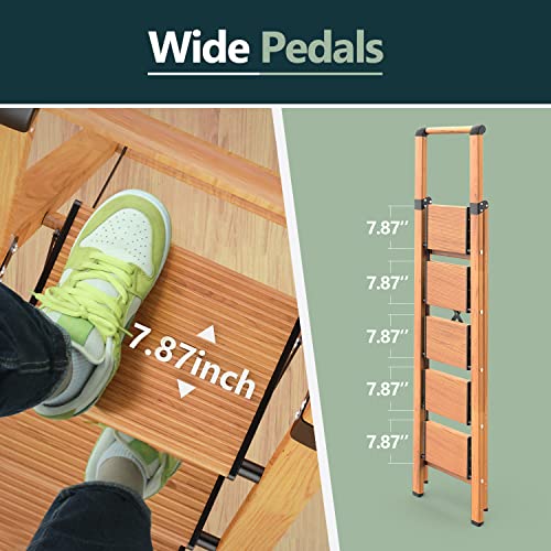 Woa Woa 5 Step Ladder, Portable Lightweight Stepladder With Anti-Slip Wide Pedal thumb #1