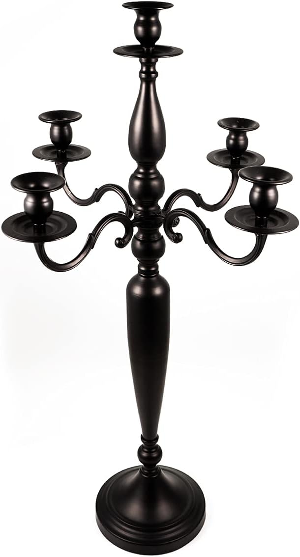 Vincidern 29 Inch Black 5 Candle Candelabra - Modern Elegant Candle Holder - Wedding, Dinner Party Halloween and Formal Event Centerpiece - Classic Finish : Home & Kitchen