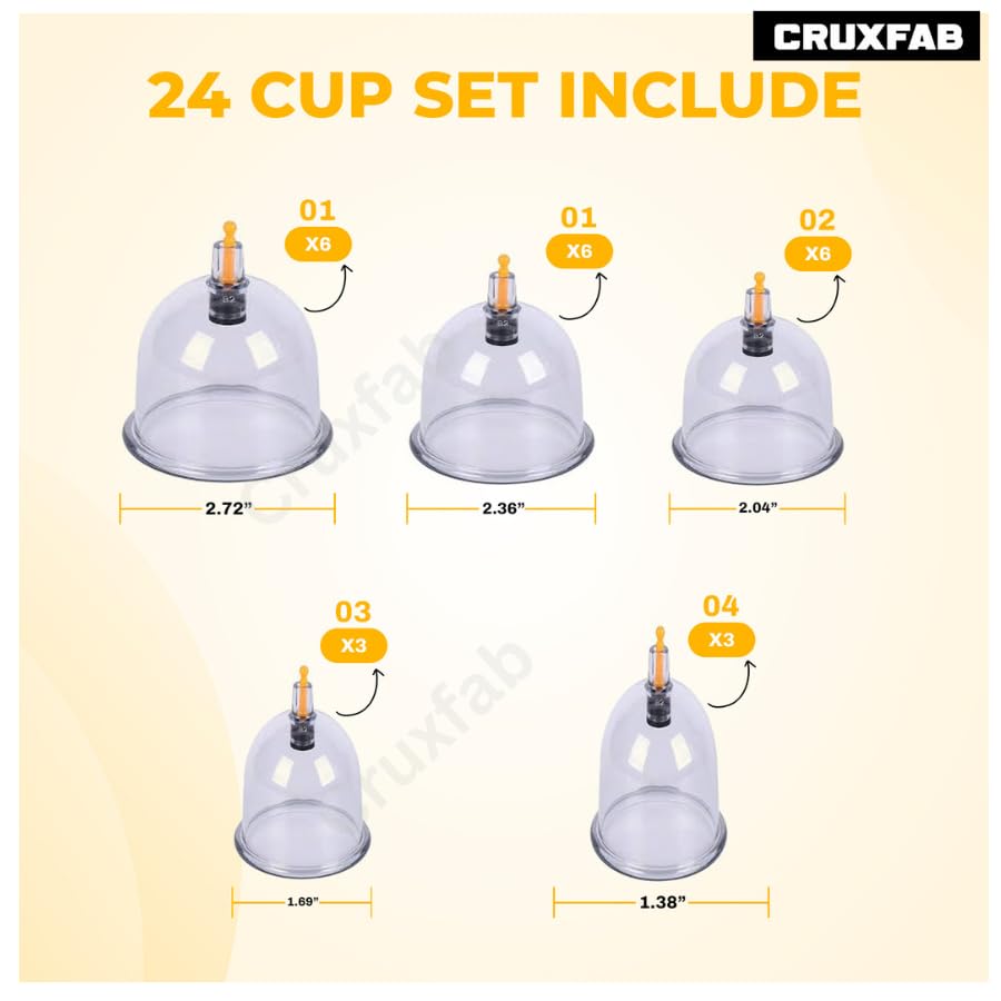 Image of HIJAMA Cupping Kit 24 Pcs Vacuum Cupping Set for Health Care Portable Body Relaxation Massage and Manual Therapy Cups for Pain Relief Magnetic Traditional Chinese Therapy Cupping