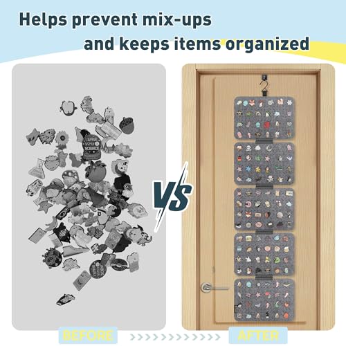 Image of PACMAXI Hanging Enamel Lapel Pin Display Panels Organizer With 5 Loose-leaf Board Pieces, Brooch Pin Enamel Pin Display Pages, Badge Collection Display Holder Holds At Least 120 Pins. (Grey)