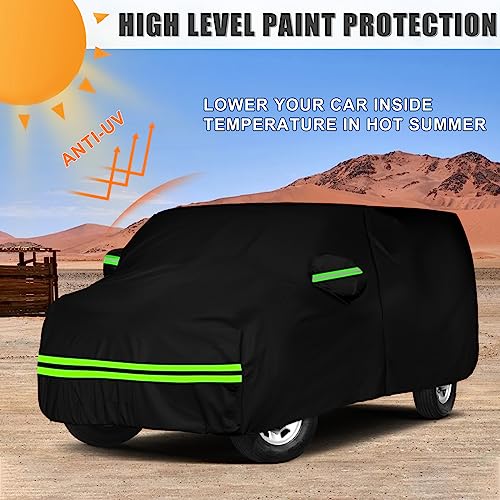 Image of Waterproof Car Cover Compatible with Chevrolet Express /GMC Savana Cargo Van 1500 /2500 /3500 Extended Length LWB 2003-2025, 6 Layers Car Covers with Zipper Door for Snow Rain Dust Protection