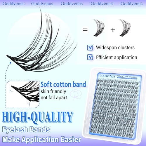 Image of Wispy Lash Clusters 10-16mm Lashes Clusters Eyelash Extensions Natural Individual Lashes 144pcs D Curl Lash Extension DIY Soft Comfortable Eyelash Clusters with Cotton Band