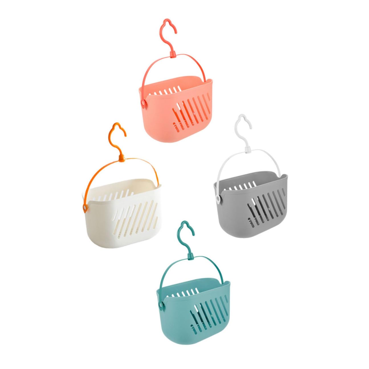 Cesta de Ducha Colgante 4 Piezas, Cesta de Almacenamiento de Plástico, Organizador Portátil para Baño Multifuncional, Colores, Ahorro de Espacio y Drenaje Rápido para Ducha