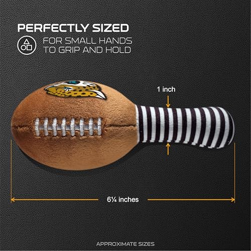 Image of Jacksonville Jaguars Plush Football Rattle by Smilo - Officially Licensed NFL Baby Rattle Toy - Soft Baby Rattle with Bell - for Babies and Toddlers from 3 Months