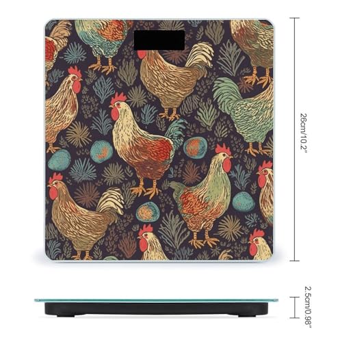 Báscula digital para baño con diseño de pollo y vidrio templado miniatura 2
