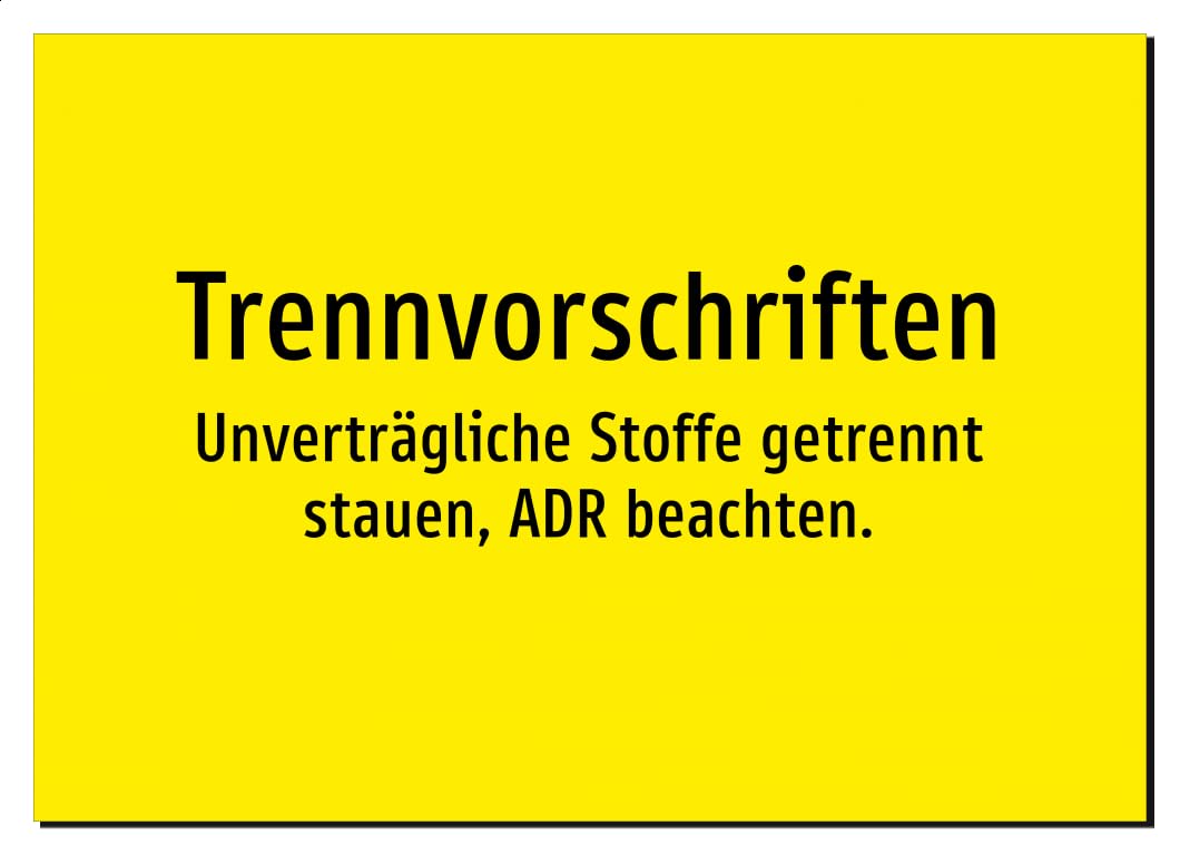 36109-DE-T-09 | Trennvorschriften - Unverträgliche Stoffe getrennt | Aluminiumschild A2, 594 x 420mm | nur Text, ohne Symbolgrafik