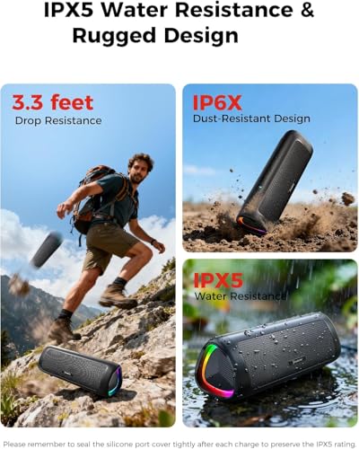 Bluetooth Speaker, 20W HD Sound, Portable Wireless, IPX5 Waterproof, Up to 24H Playtime, TWS Pairing, for Home/Party/Outdoor/Camping/Beach Essentials, Electronic Gadgets, Birthday Gift (Black) - Image 5