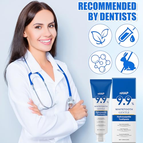 Hydroxyapatite Toothpaste, Nano Hydroxylapatit Zahnpasta Ohne Fluorid, Fluoridfreie Zahnpasta mit Sanfter Minze, Linderung von Zahnempfindlichkeit, Langanhaltend Frischer Atem (2) – Bild 8