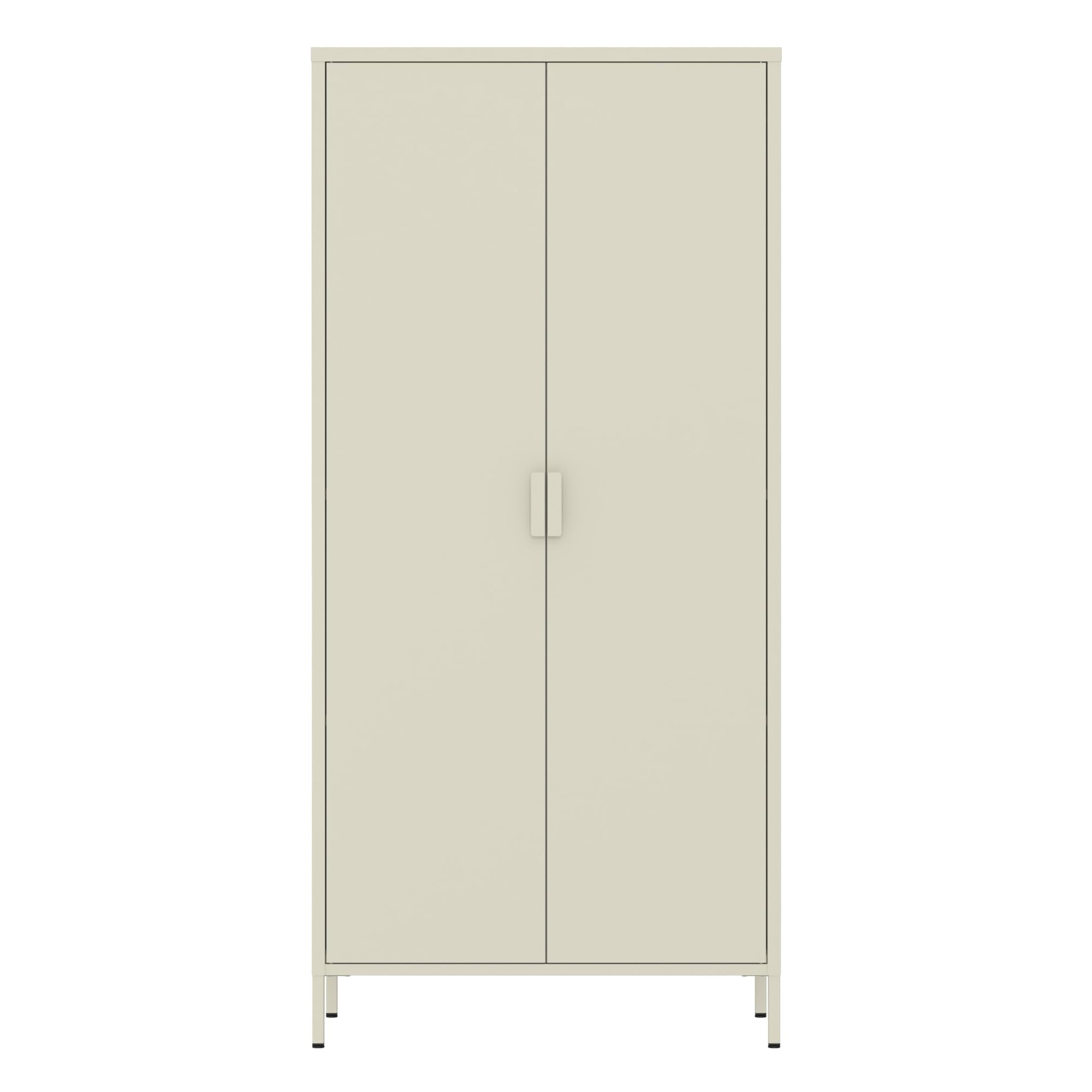 Brigros - Armadio Metallico 2 Ante Con Ripiani E Appendiabiti 80x40x170 Cm, Armadio Salvaspazio Multiuso Per Camera Da Letto, Cameretta E Mansarda, Guardaroba Moderno In Metallo Colorato (Avorio)