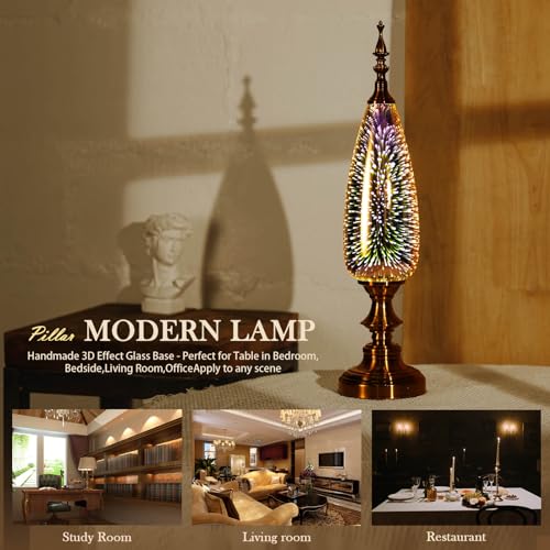 Porseme Table Lamp Decorative Turkish Arabian Desk Lamp with Handmade 3D Effect Glass and Bronze Base for Bedroom, Bedside, Living Room, Office - image 5