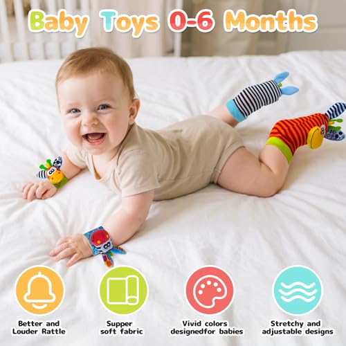 PHEZAPA Baby Toys 0-6 Months, Infant Rattle Socks, Wrist Hand & Foot Finder Socks Set,Soft Newborn Sensory Toys,Infant rattles for Babies 0 3 6 Months,Girl Boy Shower Gifts 6-12 Months - image 4