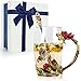 TangDouJM Tasse à Thé de Fleur de Papillon, Tasse à Café en Verre Cristal Tasse en Émail avec Cuillère en Acier, idee cadeau femme épouse, Amis, Anniversaire, Fête des mères, Saint Valentin (Rouge)