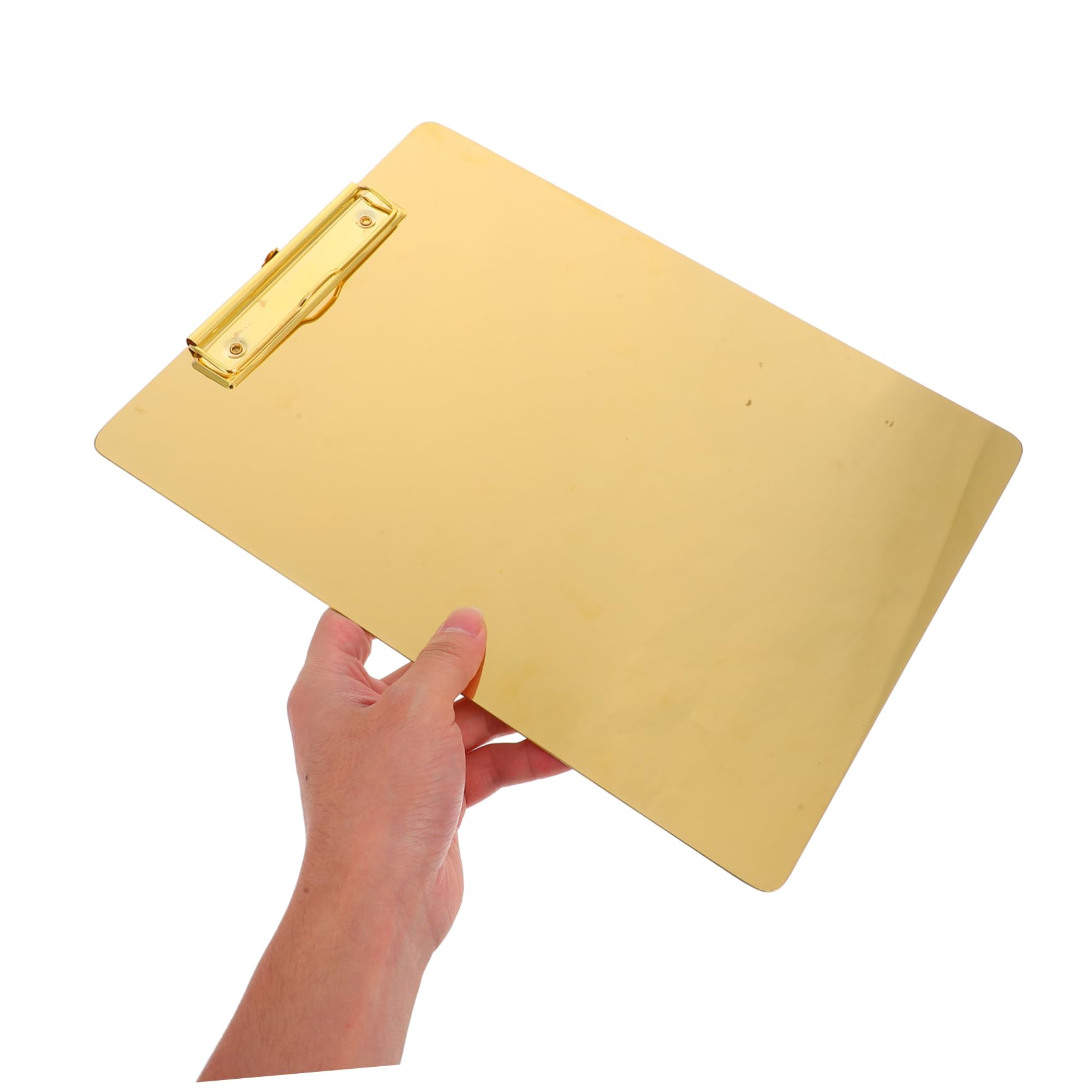 Goldenes Klemmbrett aus Edelstahl für Schulanfang Party, A4 Papierhalter