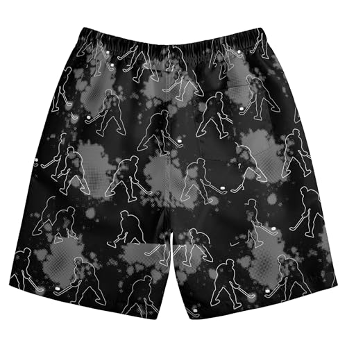 Hockey Player Print Swim Trunks for Boys Quick Dry Boys Swimsuit Stretch Swim Shorts Children Novelty Board Shorts for Beach2