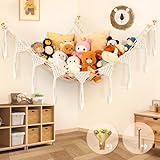 ぬいぐるみ 収納 ハンモック 綿100% 手編み おしゃれ 大容量 壁掛け 102×102×152cm おもちゃ タオル 整理（オフホワイト, L）
