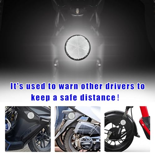 Image of Dickno 2 PCS M6 x 1.0 Motorcycle Reflectors, Plastic Screw Mount Reflective Warning Reflector, Universal Motorbike Rear Safety Reflectors for Motorcycle, Bicycle, Scooter (Round White)