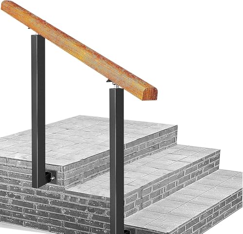 Rampe en bois anti-chute avec barre d'appui de sécurité pour terrasse et allée