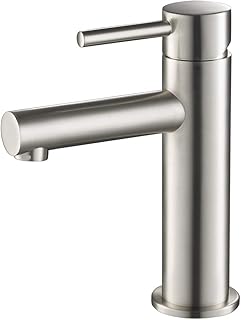 Brass Round Single Handle Bathroom Vanity Sink Faucet, Lavatory Sink faucet with Water Hose, F01 116 02, Brush Nickel