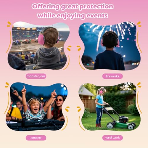 Image of ProCase Noise Cancelling Headphones for Kids Toddler, SNR 27dB Noise Reduction Ear Muffs, Hearing Protection for Monster Jam, Concerts, Fireworks, Shooting, Air Show, Autism Sensory Needs -Pink
