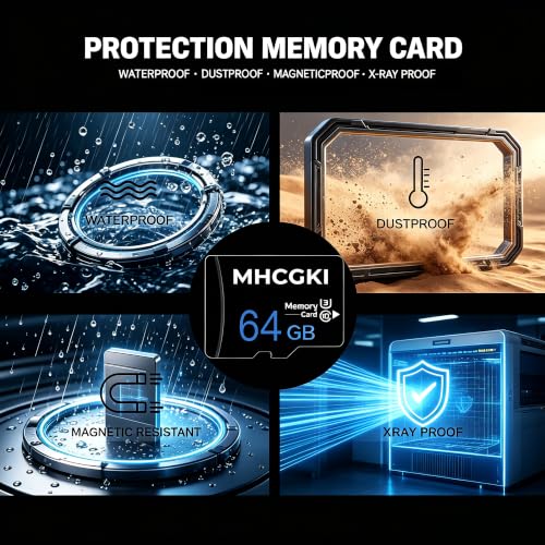Image of 64GB Micro Memory Card High Speed Class 10 TF Memory Card with Adapter for Dash Cam,Camera,Smartphone,Tablet