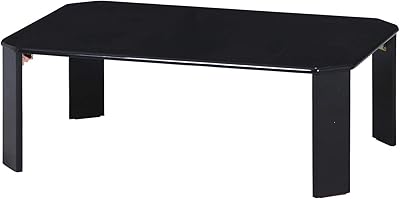 不二貿易 ローテーブル 折りたたみテーブル 幅75×奥行50×高さ32cm ブラック UV塗装 お手入れ簡単 角が丸い ルーチェ 38417
