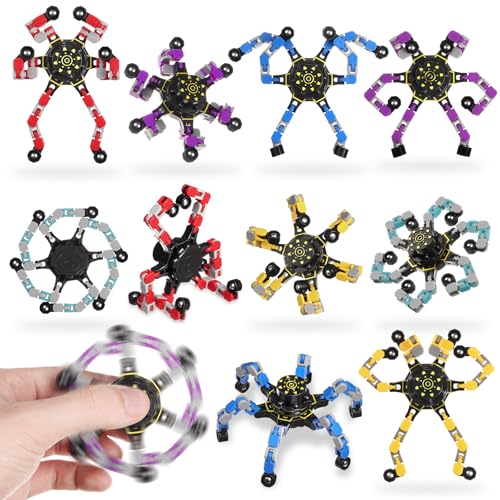 Ainiv Fidget Spinner, 10pcs Hand Spinner Jouet de Robot Déformable, Fidget Toy, Finger Spinner, Jouets Sensoriels Jouets Résistants au Stress pour Enfants...