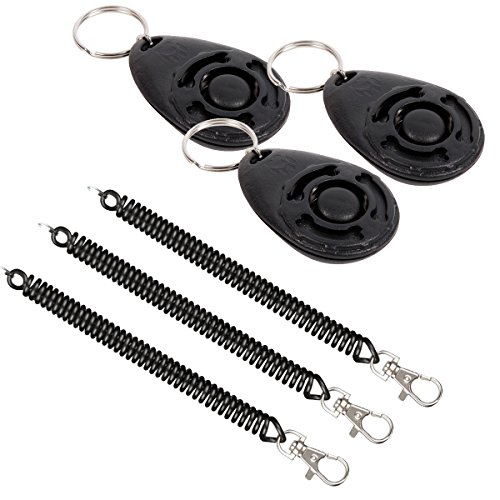 Diyife Hunde Clicker, Trainings-Clicker mit Großem Knopf und Handschlaufe, Klicker Set für Hundeerziehung und Hundetraining, für Hund, Katze, Pferd (3 Stück, Schwarz)